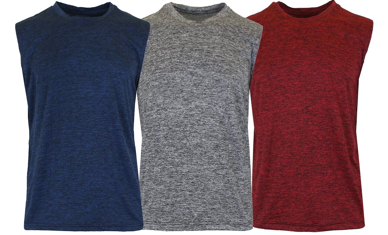 Galaxy By Harvic Moisture-Wicking Performance Men's Muscle Tank T-Shirt 3 Pack